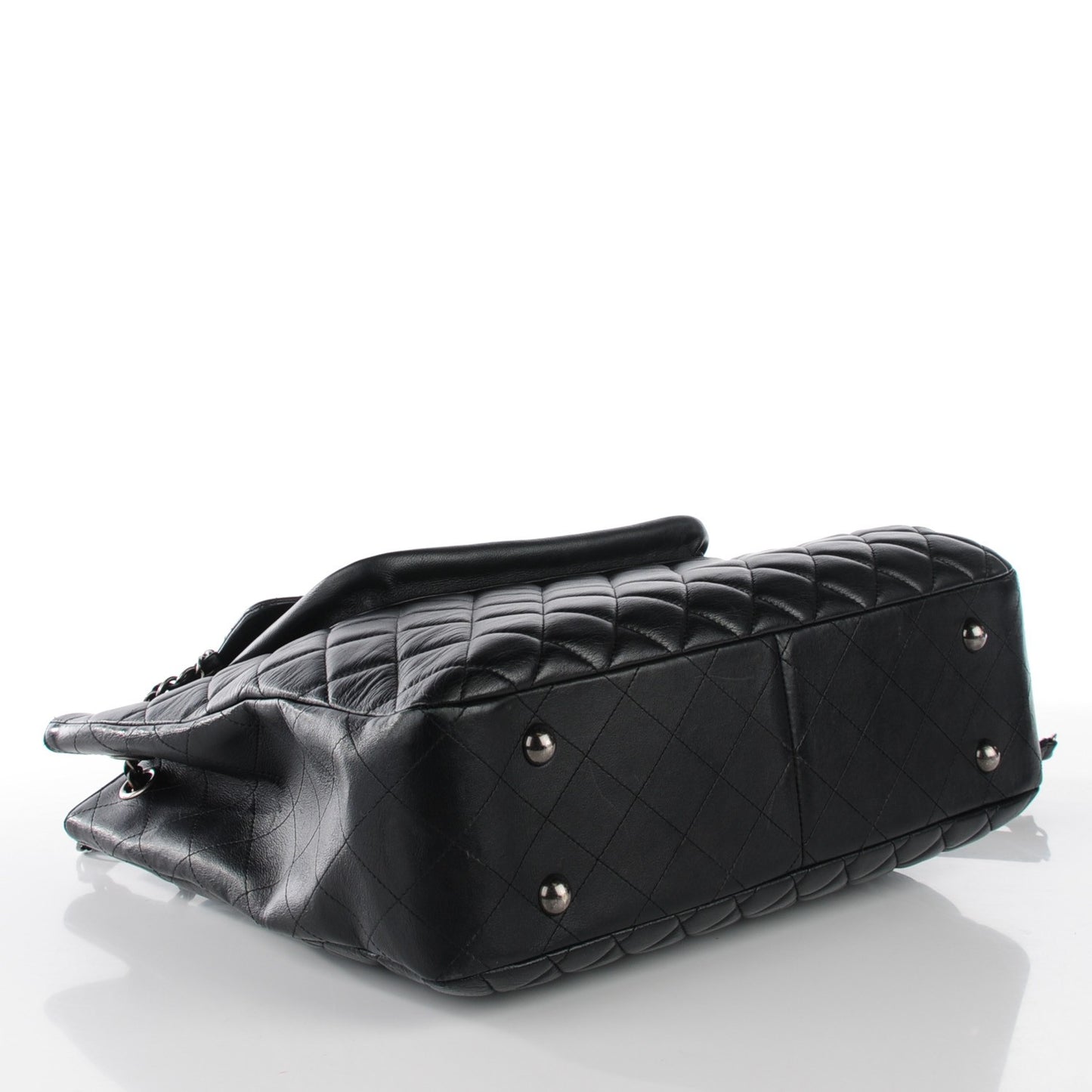 Calfskin Quilted Flap Tote Black