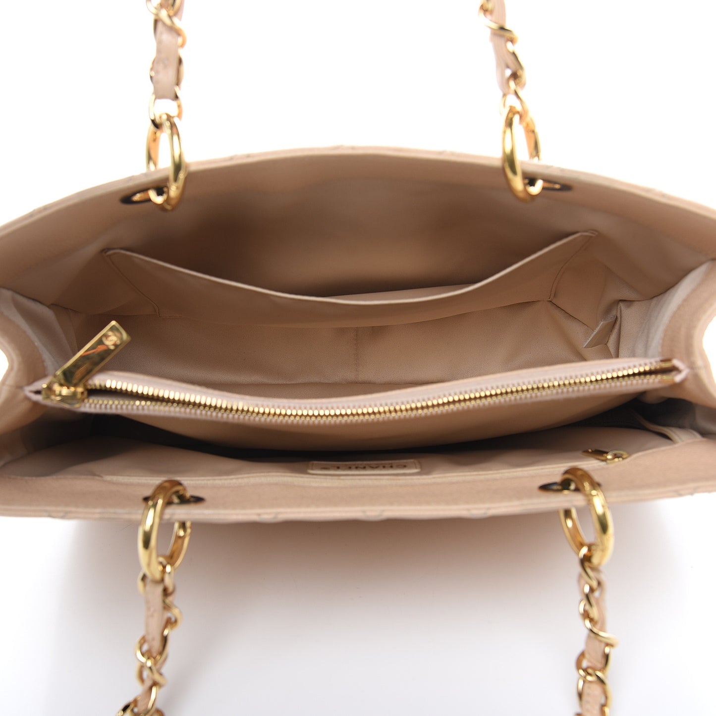 Caviar Quilted Grand Shopping Tote GST Beige Clair