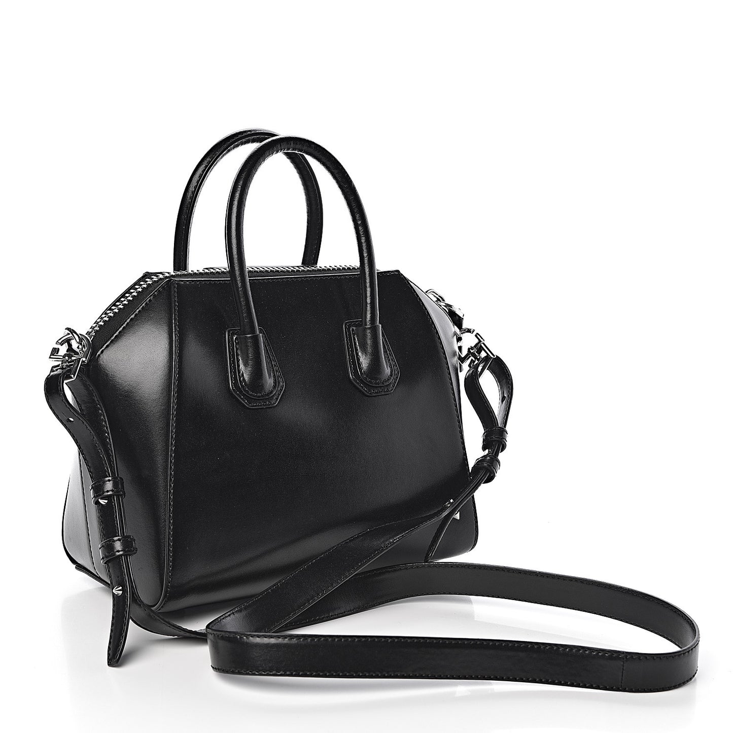 Shiny Lord Calfskin Mini Antigona Black