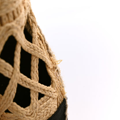 Chanel Woven Fabric Grosgrain CC Espadrilles 40 Beige Black 9 of 9