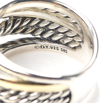 David Yurman Sterling Silver 14K Yellow Gold Wide Crossover Ring 57 8 4 of 4