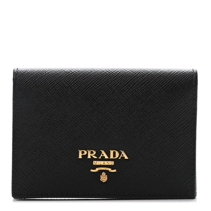 Prada Saffiano Metal Bi-Fold Wallet Black 1 of 4