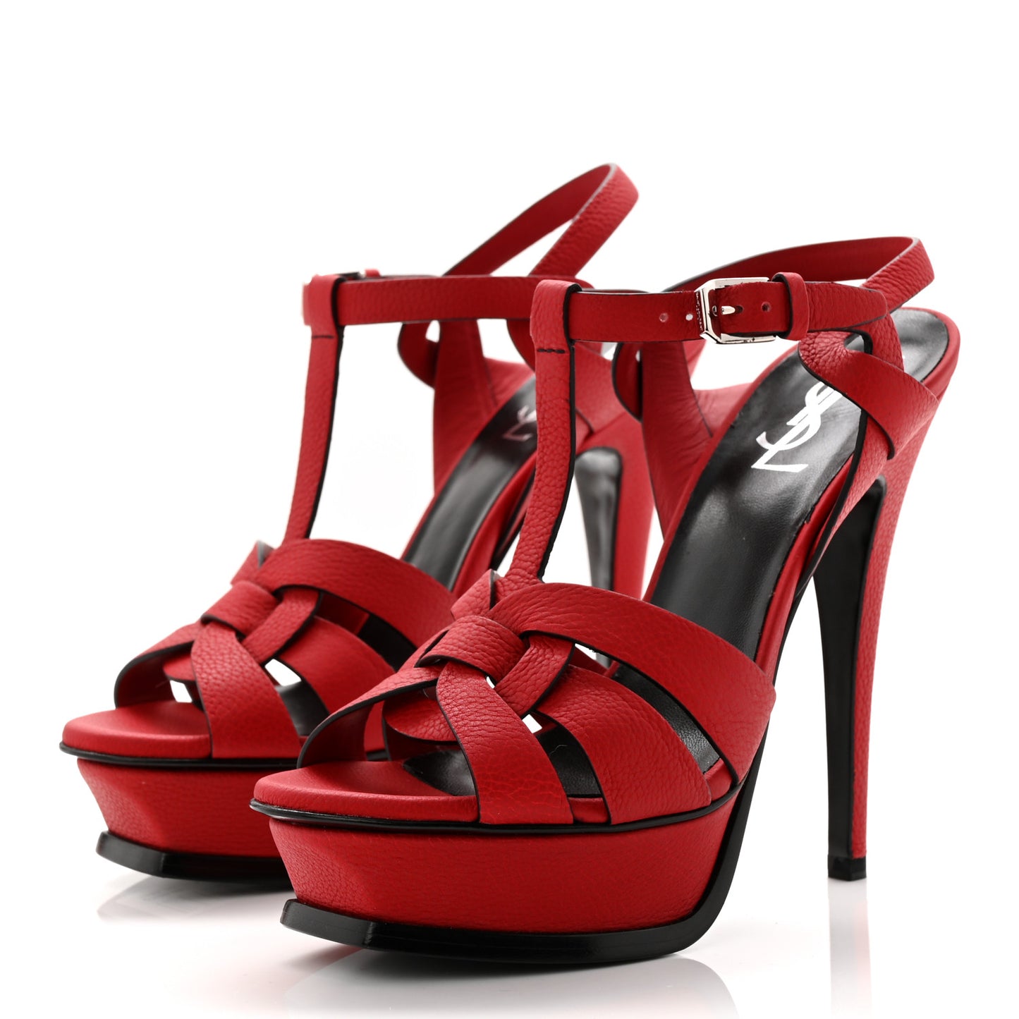 Grained Calfskin Tribute 105 Platform Sandals 36 New Red