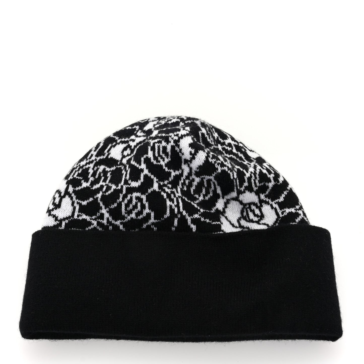 Cashmere CC Camellia Beanie Hat Black White