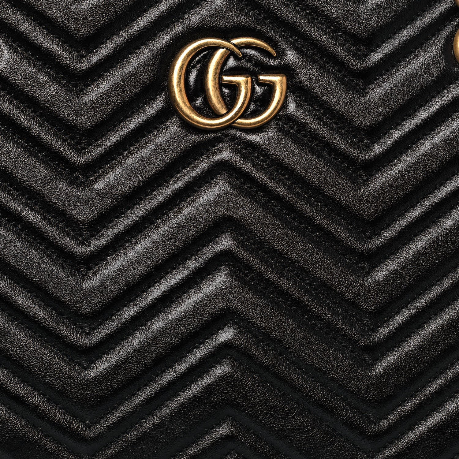 Gucci Vintage Calfskin Matelasse Medium GG Marmont Slim Tote Black 8 of 12