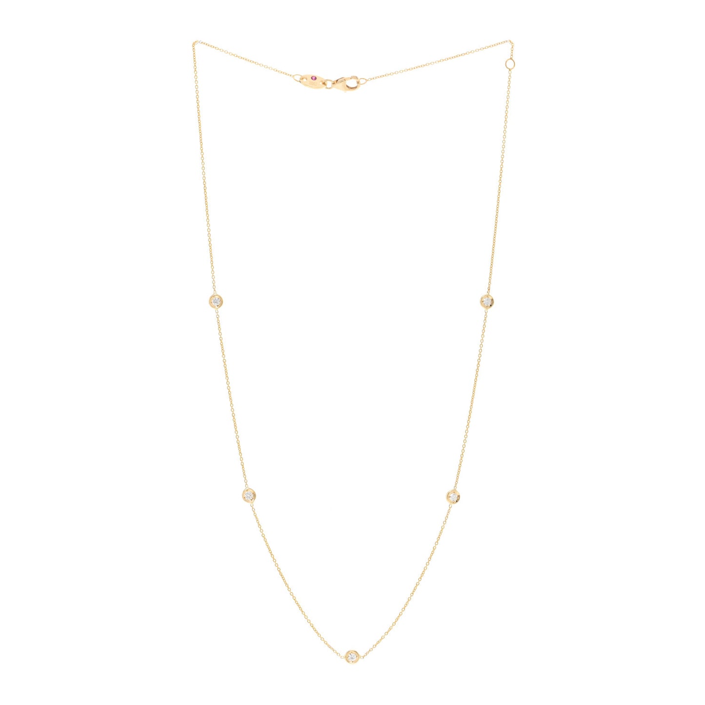 18K Yellow Gold Diamond .23ct Diamonds By The Inch Five Station Necklace