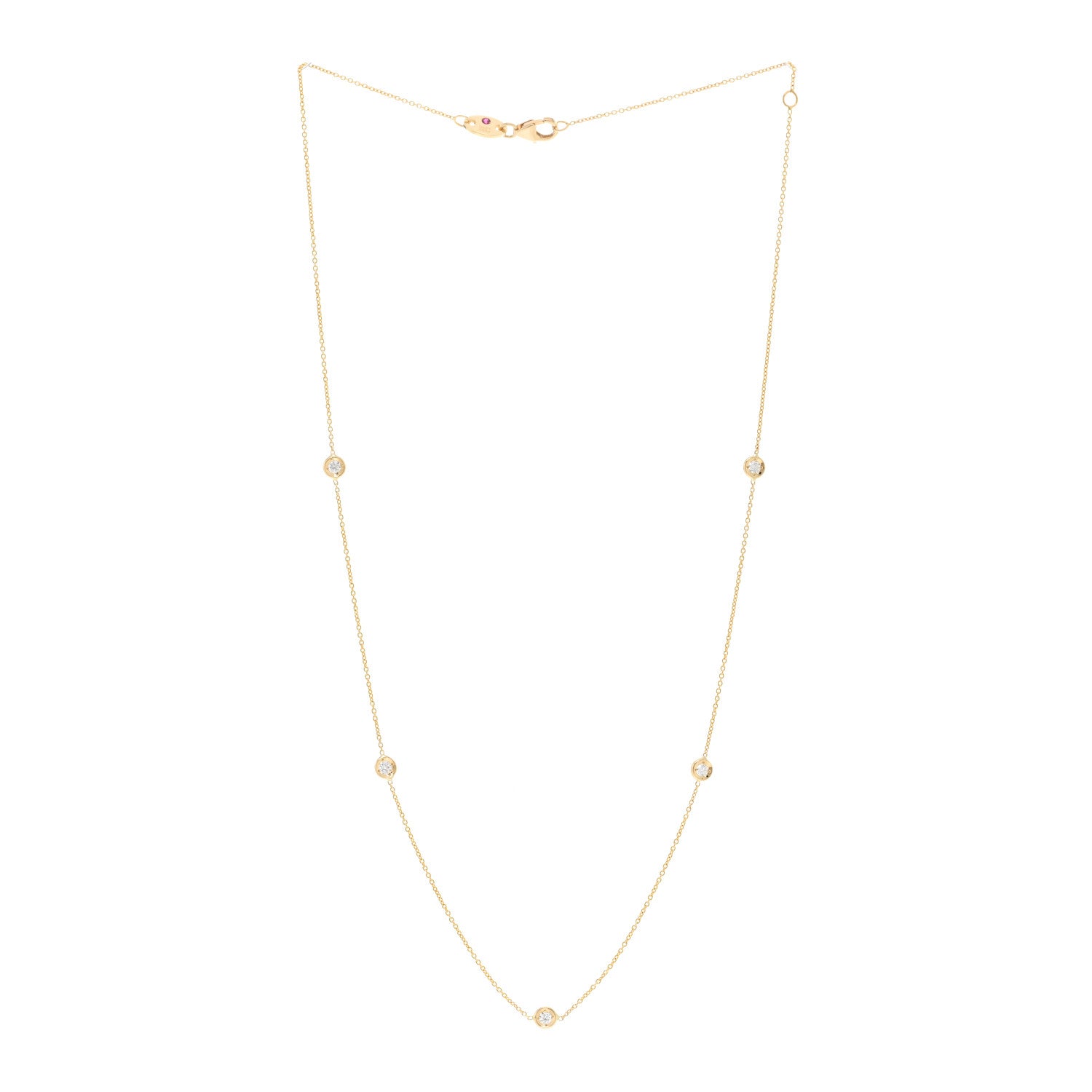 Roberto Coin 18K Yellow Gold Diamond .23ct Diamonds By The Inch Five Station Necklace 3 of 4