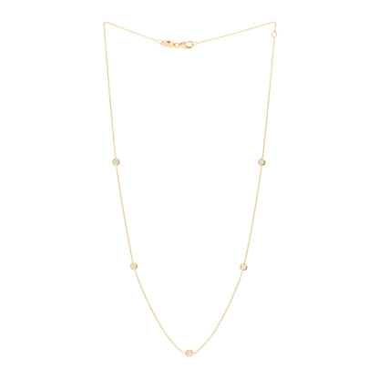 Roberto Coin 18K Yellow Gold Diamond .23ct Diamonds By The Inch Five Station Necklace 3 of 4