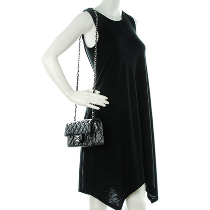Chanel Striated Patent Quilted Mini Rectangular Flap Black 2 of 9