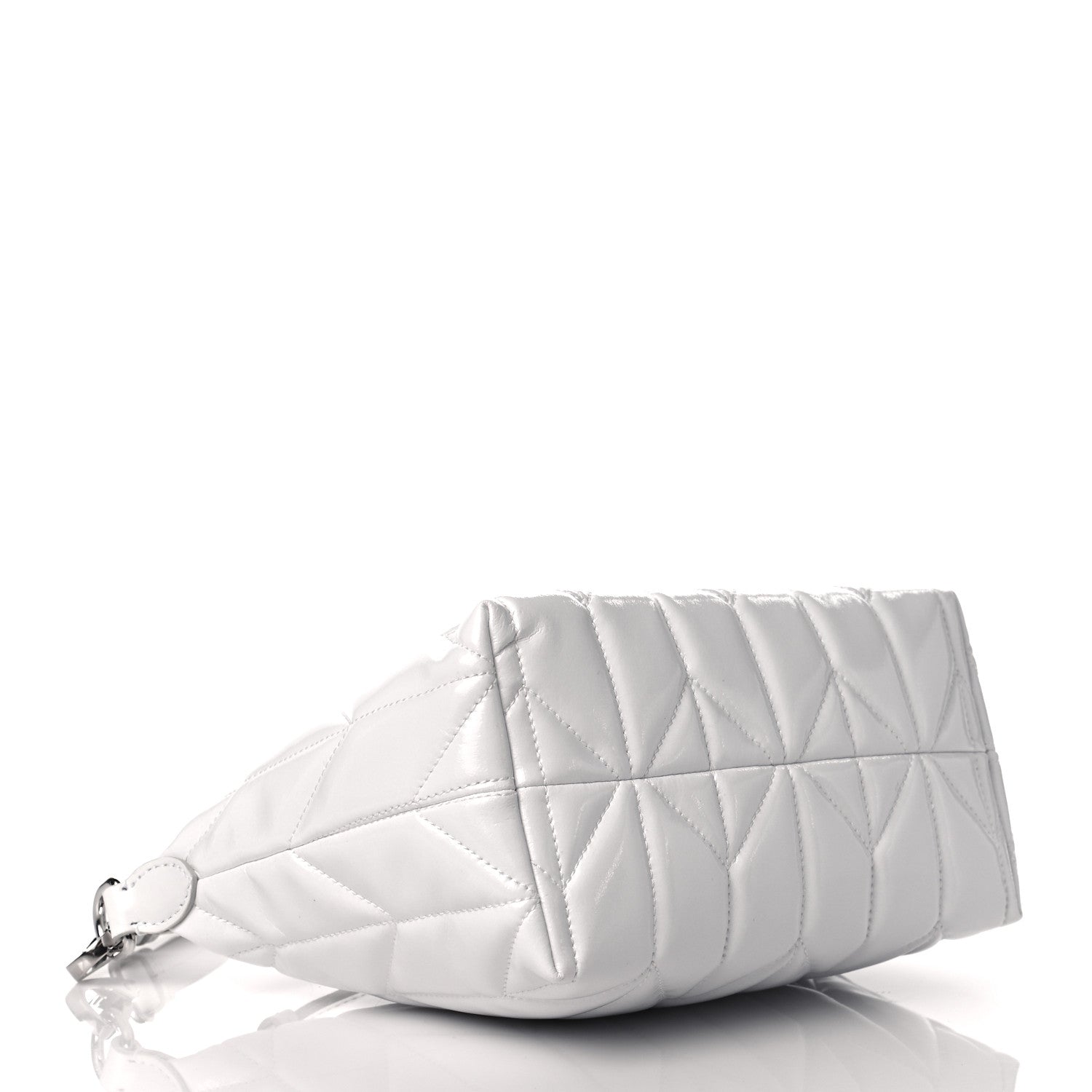 Miu Miu Iridescent Fabric Quilted Mini Spirit Ciré Bag White 4 of 10