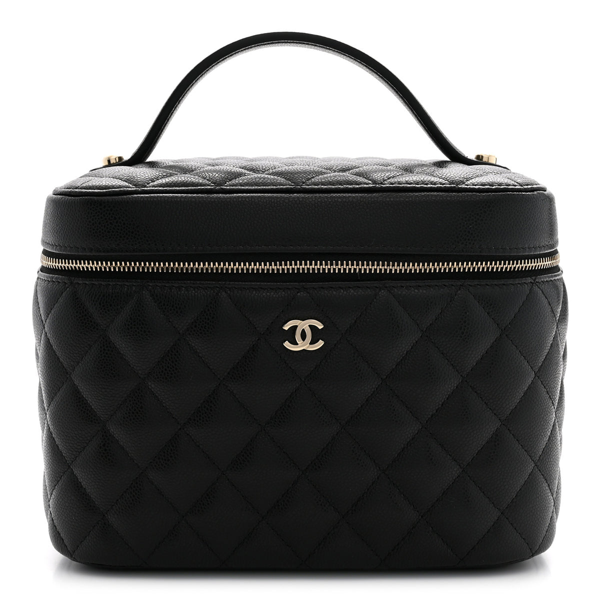 Caviar Quilted Large Vanity Pouch Black
