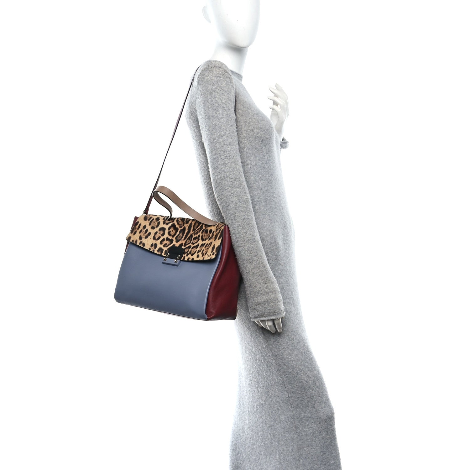 Valentino Garavani Calfskin Pony Hair Colorblock Mime Single Handle Bag Multicolor 2 of 9