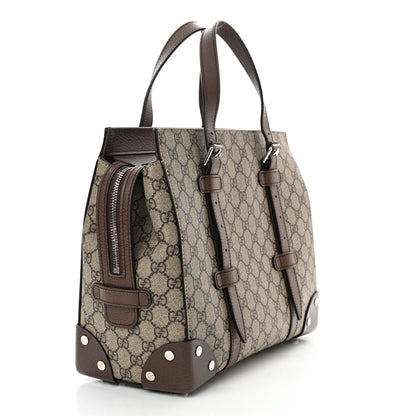 Gucci GG Supreme Monogram Textured Dollar Calfskin Small Detail Tote Beige Ebony New Acero 3 of 12