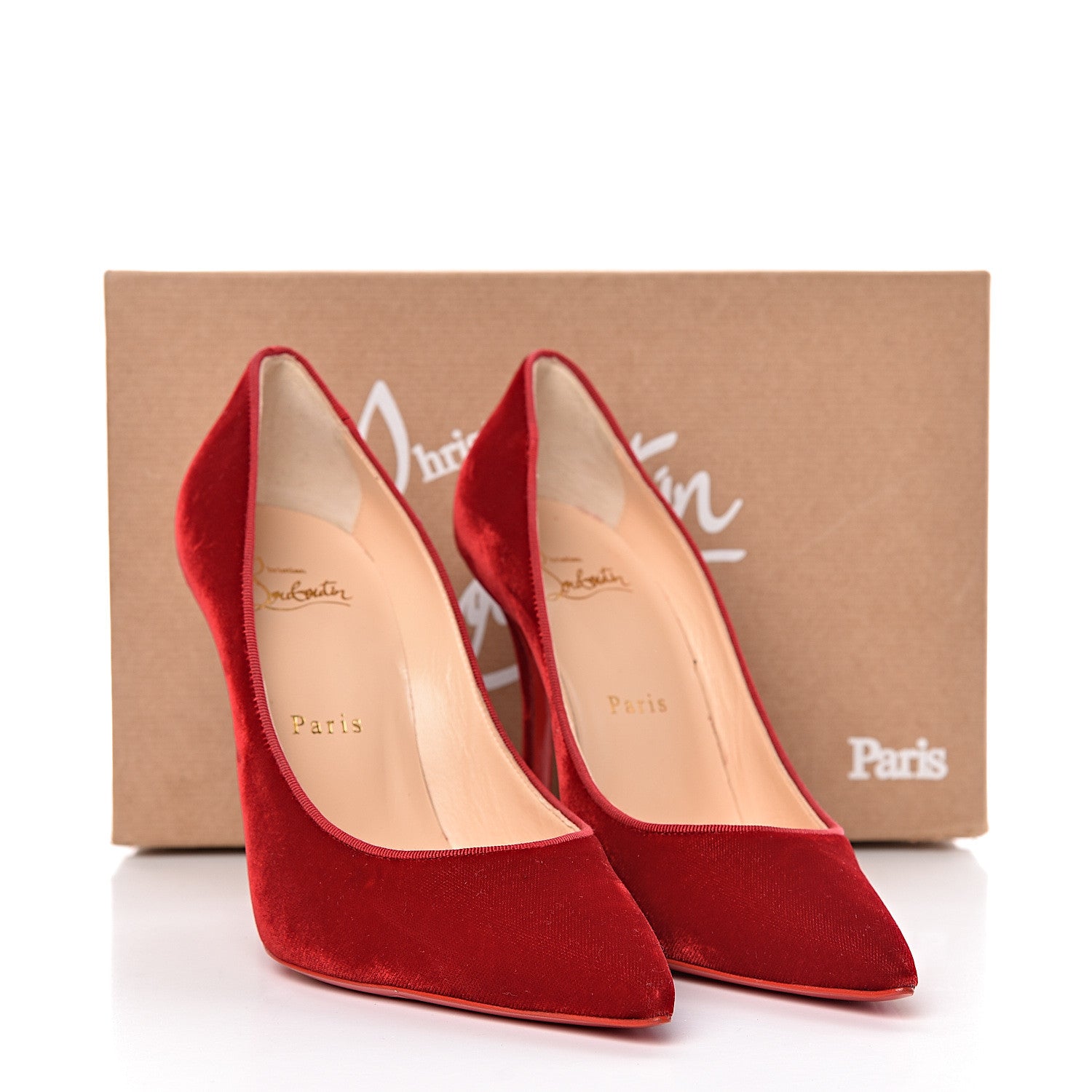 Christian Louboutin Velvet Decoltish 100 Pumps 37 Rosso 9 of 9