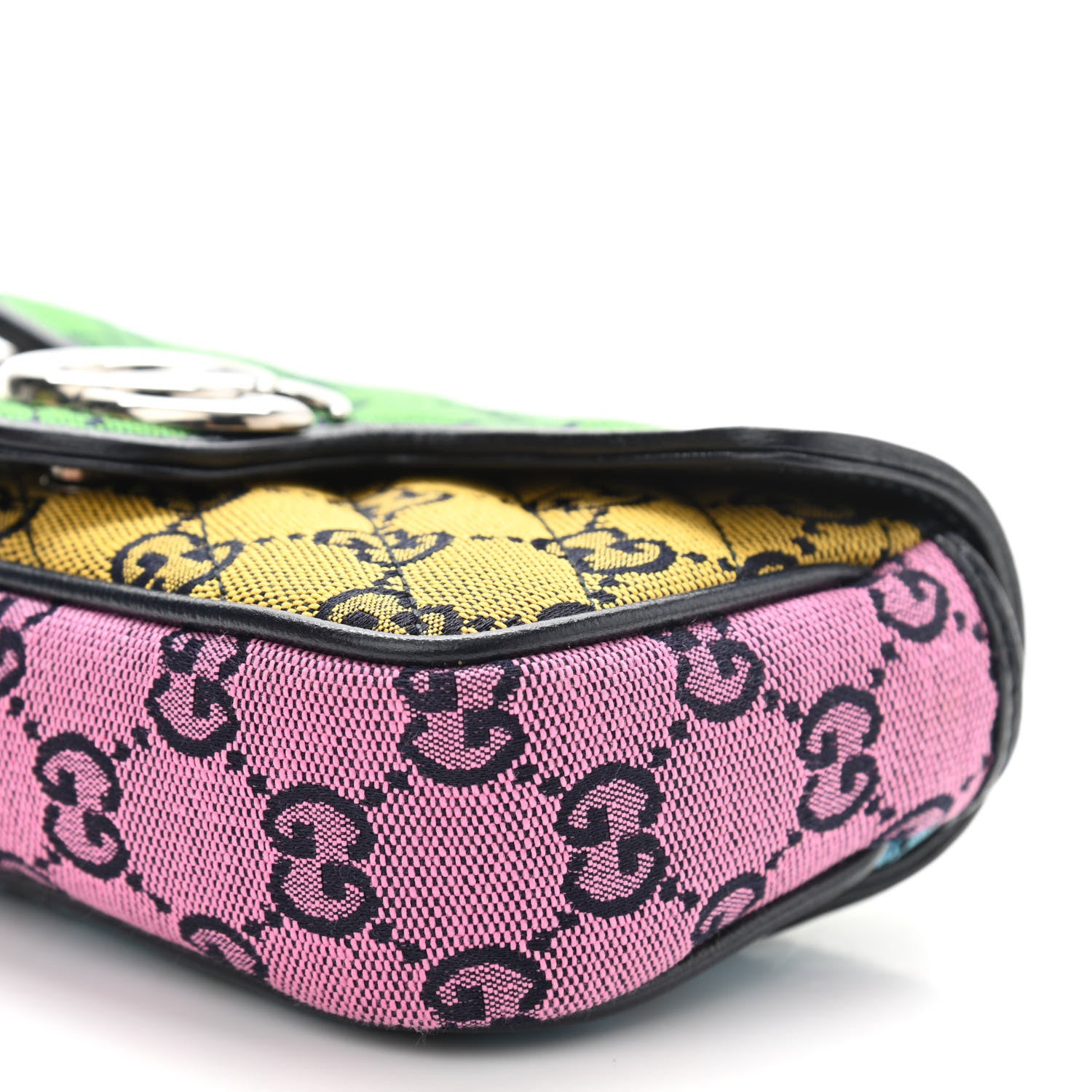 Gucci Monogram Multicolor Matelasse Diagonal Super Mini GG Marmont Shoulder Bag Green Blue Yellow Light Blue Pink 10 of 11