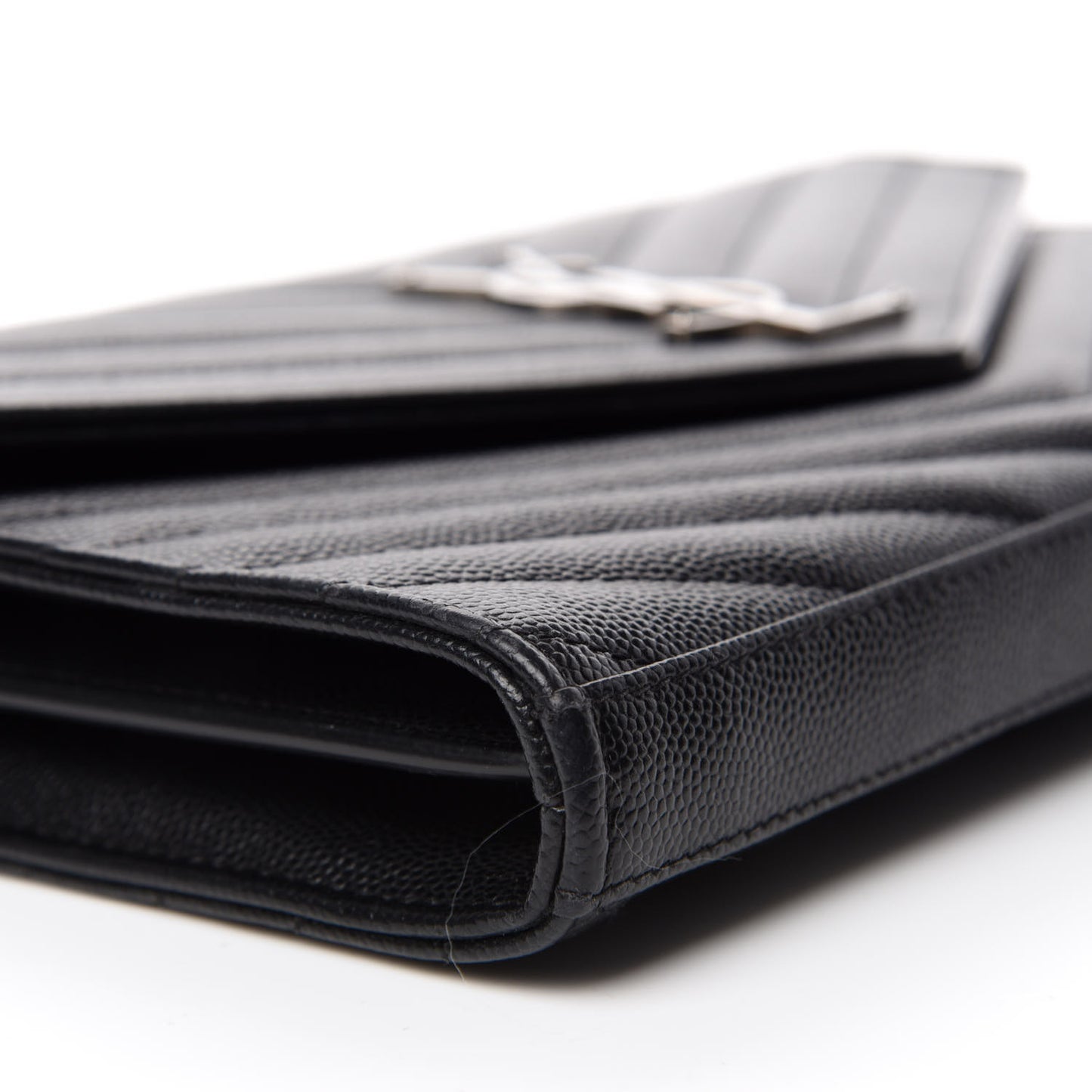 Grain De Poudre Matelasse Chevron Monogram Chain Wallet Black