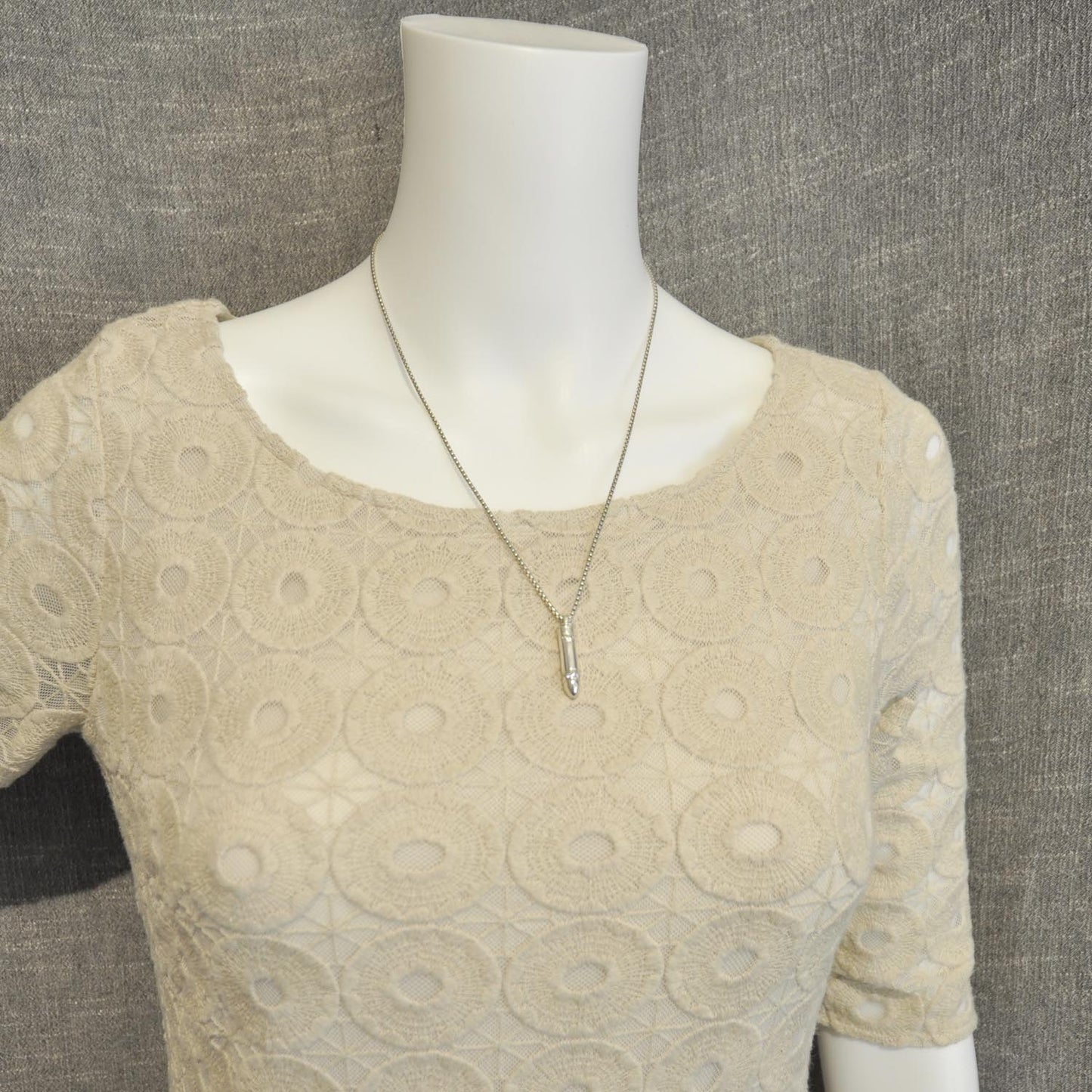 Sterling Silver and Pave Diamond Bullet Necklace