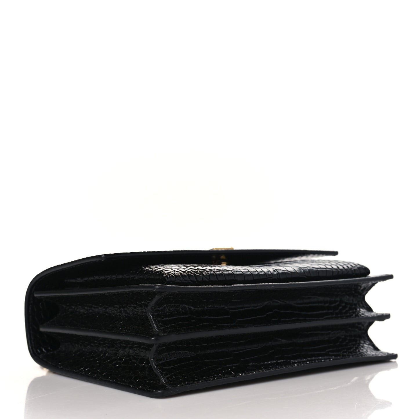 Calfskin Crocodile Embossed Medium Monogram Sunset Black