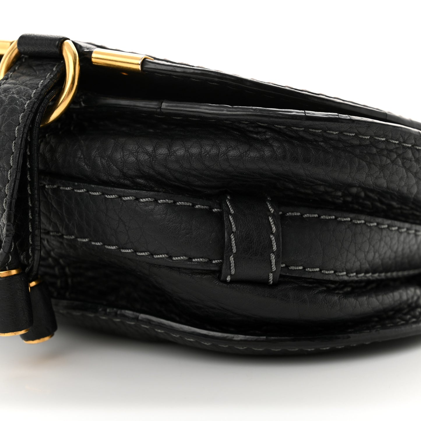 Calfskin Small Marcie Saddle Bag Black