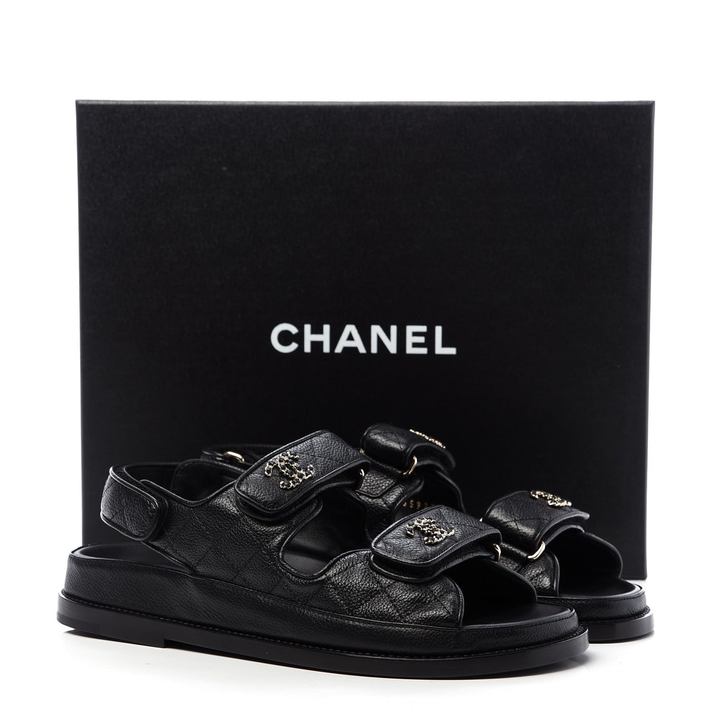 Grained Calfskin Velcro Dad Sandals 36.5 Black