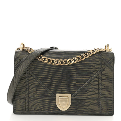 Christian Dior Lizard Medium Diorama Flap Bag Black Gold 1 of 10