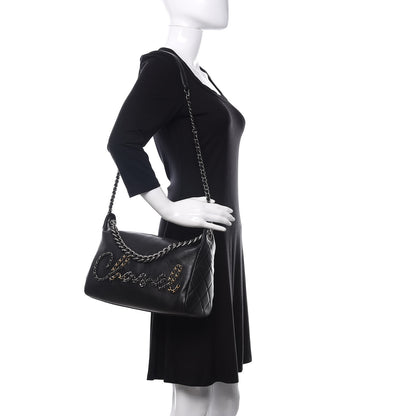 Chanel Calfskin Chain 20s Signature Hobo Black 2 of 12
