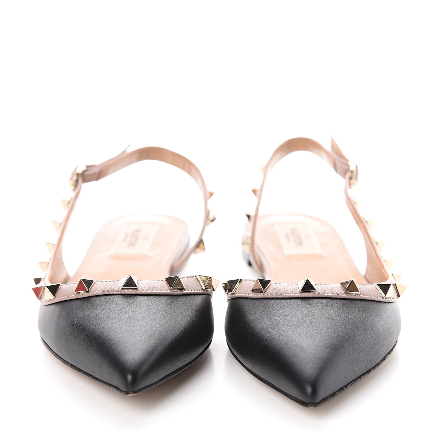 Nappa Rockstud Slingback Flats 37.5 Black Poudre