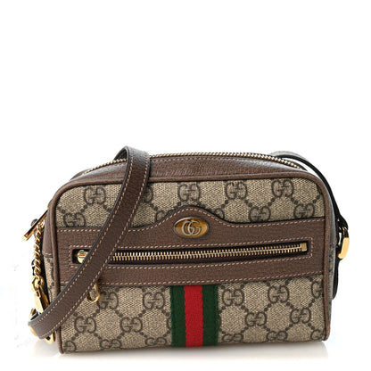 Gucci GG Supreme Monogram Web Mini Ophidia Shoulder Bag Brown 1 of 10