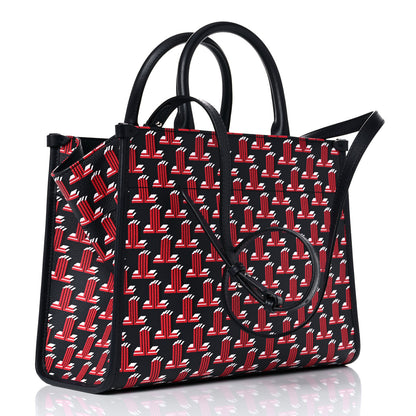Lanvin Calfskin Canvas 3D JL Printed In & Out Tote Red 3 of 10