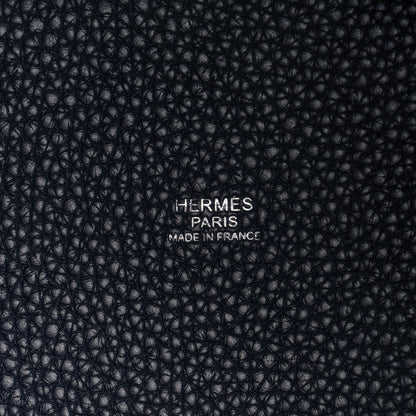 Hermes Taurillon Clemence Swift Eclat Picotin Lock 18 PM Bleu Nuit Rose Pourpre 6 of 9