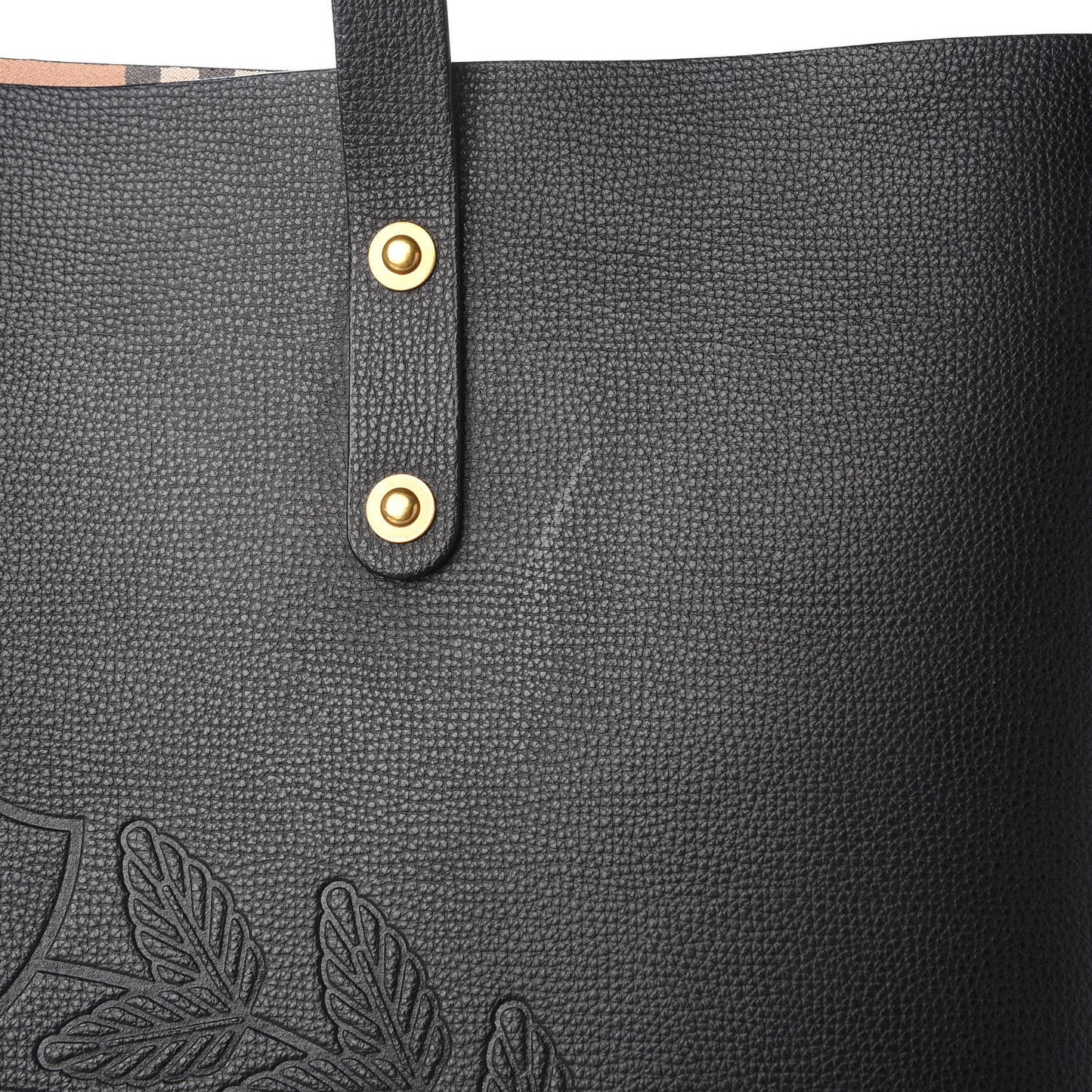 Calfskin Crest Embossed Large Tote Black
