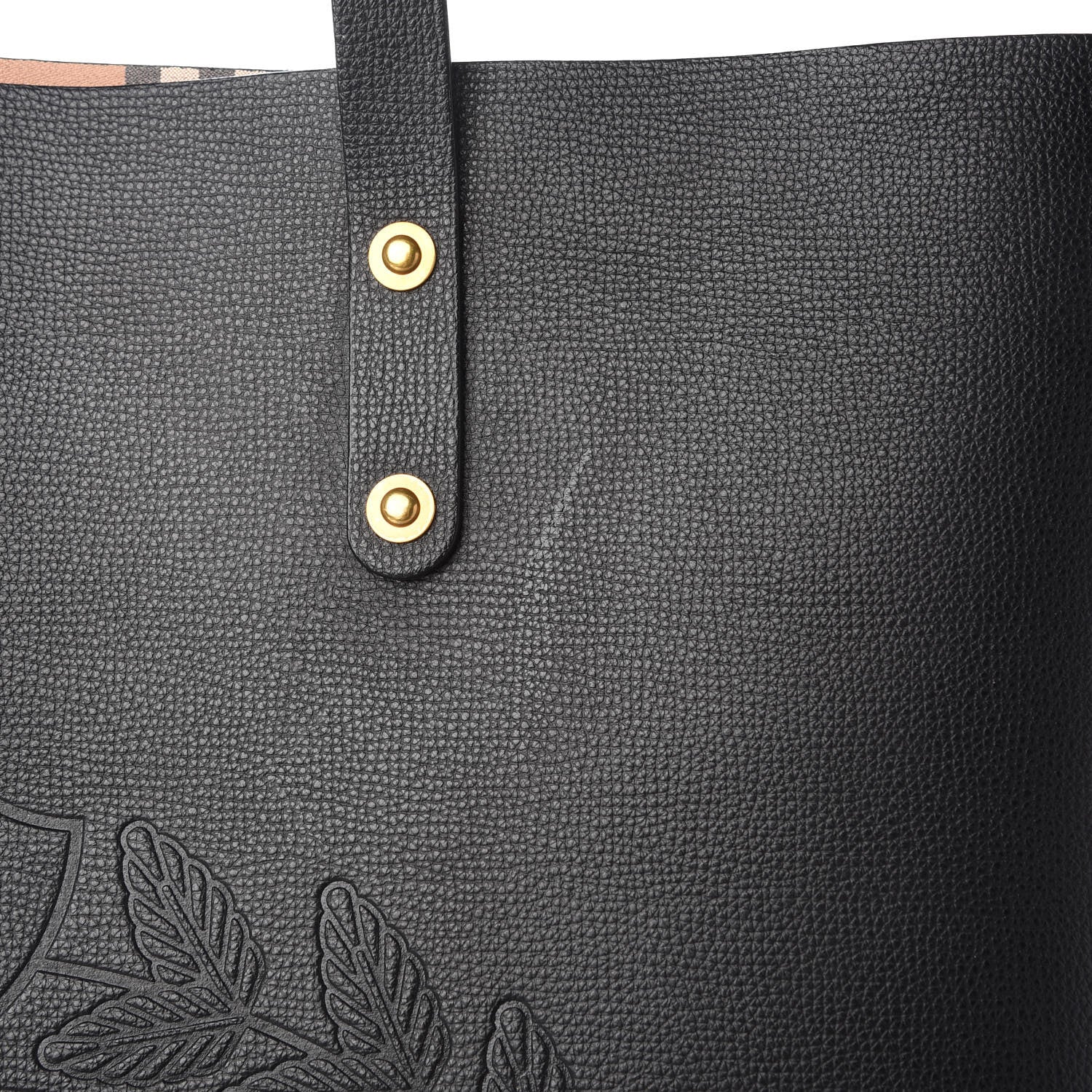 Burberry Calfskin Crest Embossed Large Tote Black 9 of 10