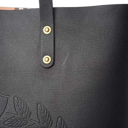 Burberry Calfskin Crest Embossed Large Tote Black 9 of 10