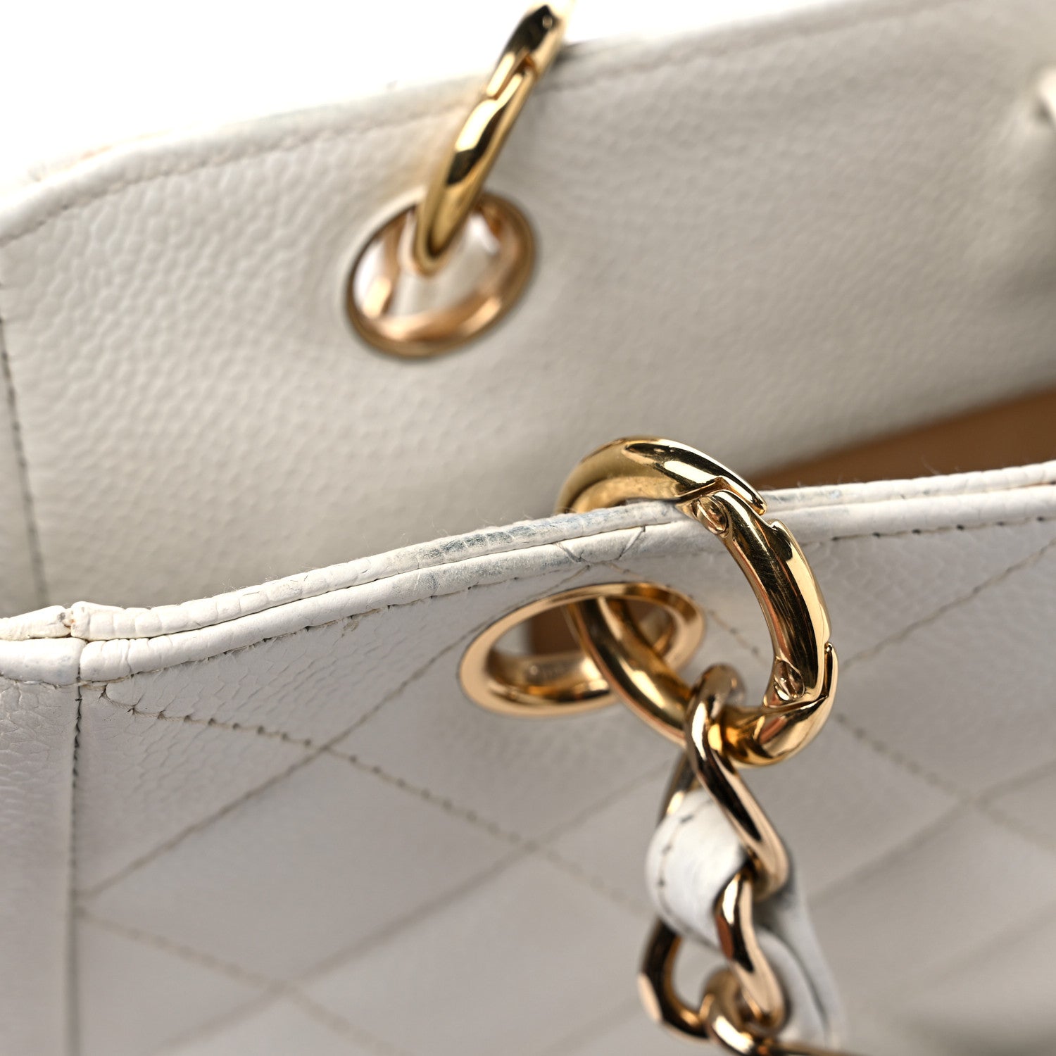 Chanel Caviar Quilted Petit Shopping Tote PST White 15 of 18