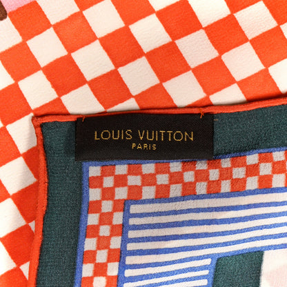 Louis Vuitton Silk Damier Aquarelle Scarf Piment 2 of 4