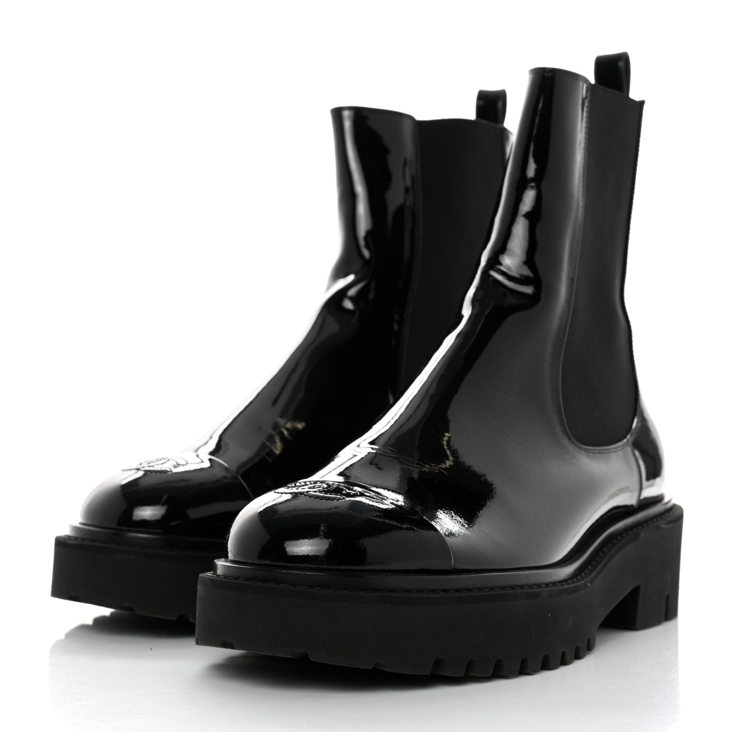 Chanel Patent Cap Toe Short Boots 41 Black 3 of 9