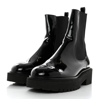 Chanel Patent Cap Toe Short Boots 41 Black 3 of 9