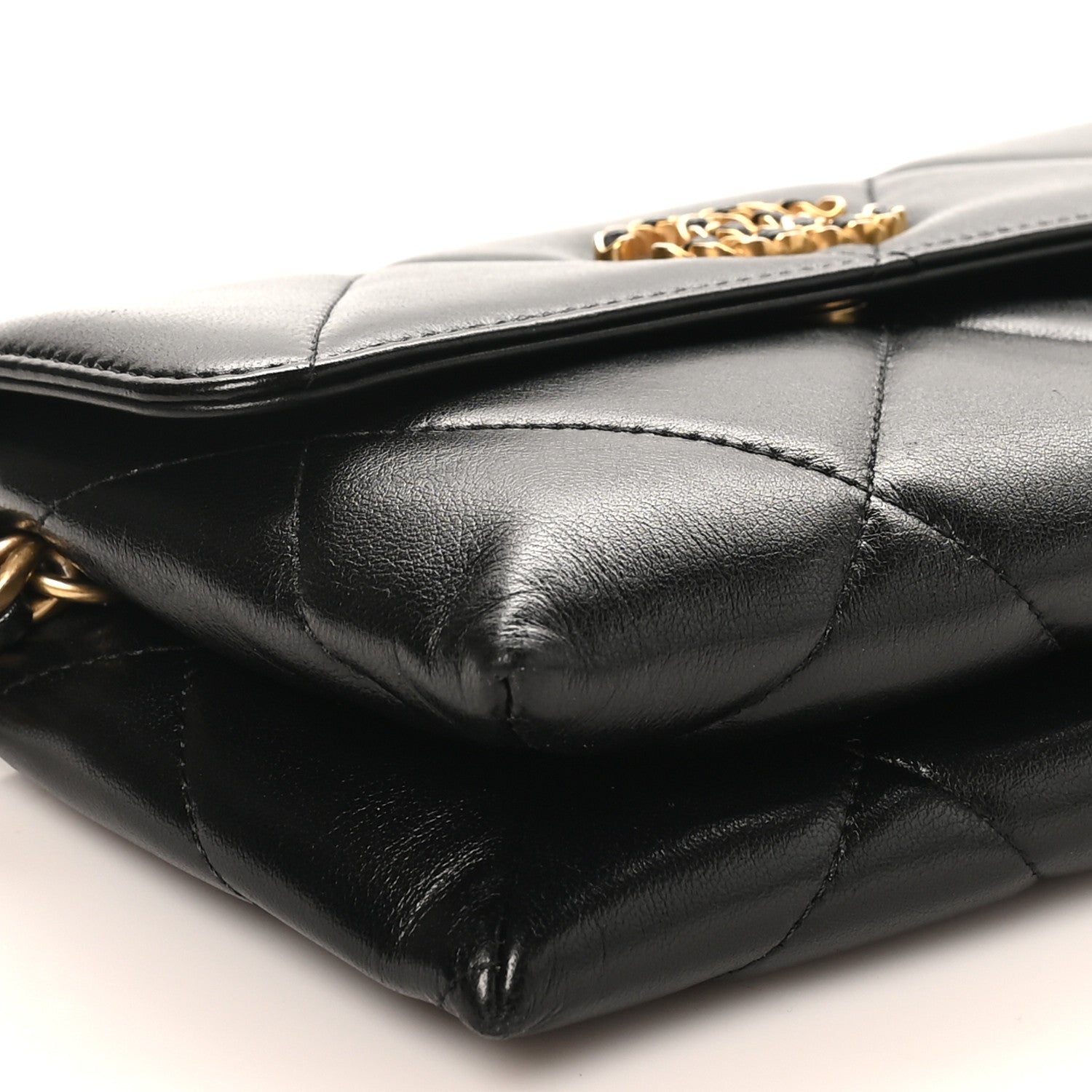 Chanel Lambskin Quilted Chanel 19 Flap Clutch Black 16 of 21