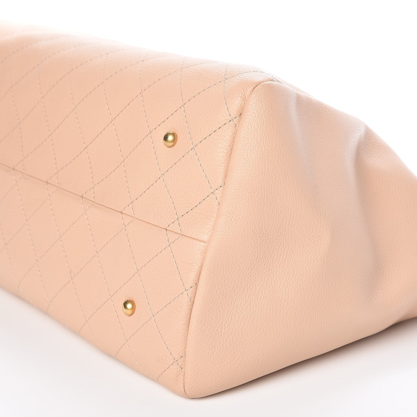 Grained Calfskin Stitched Supple Rock Shopping Tote Beige