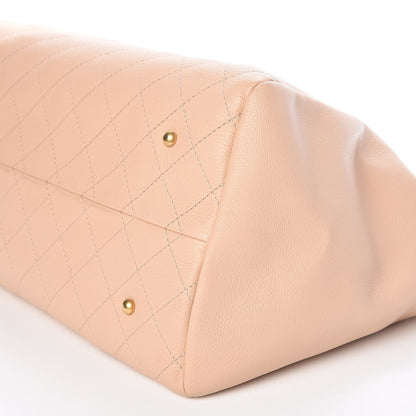 Chanel Grained Calfskin Stitched Supple Rock Shopping Tote Beige 10 of 10