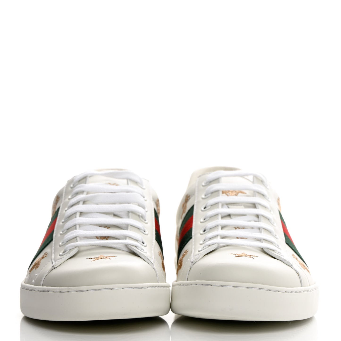 Calfskin Ayers Web Bee Star Embroidered Mens Ace Sneakers 10 White Green