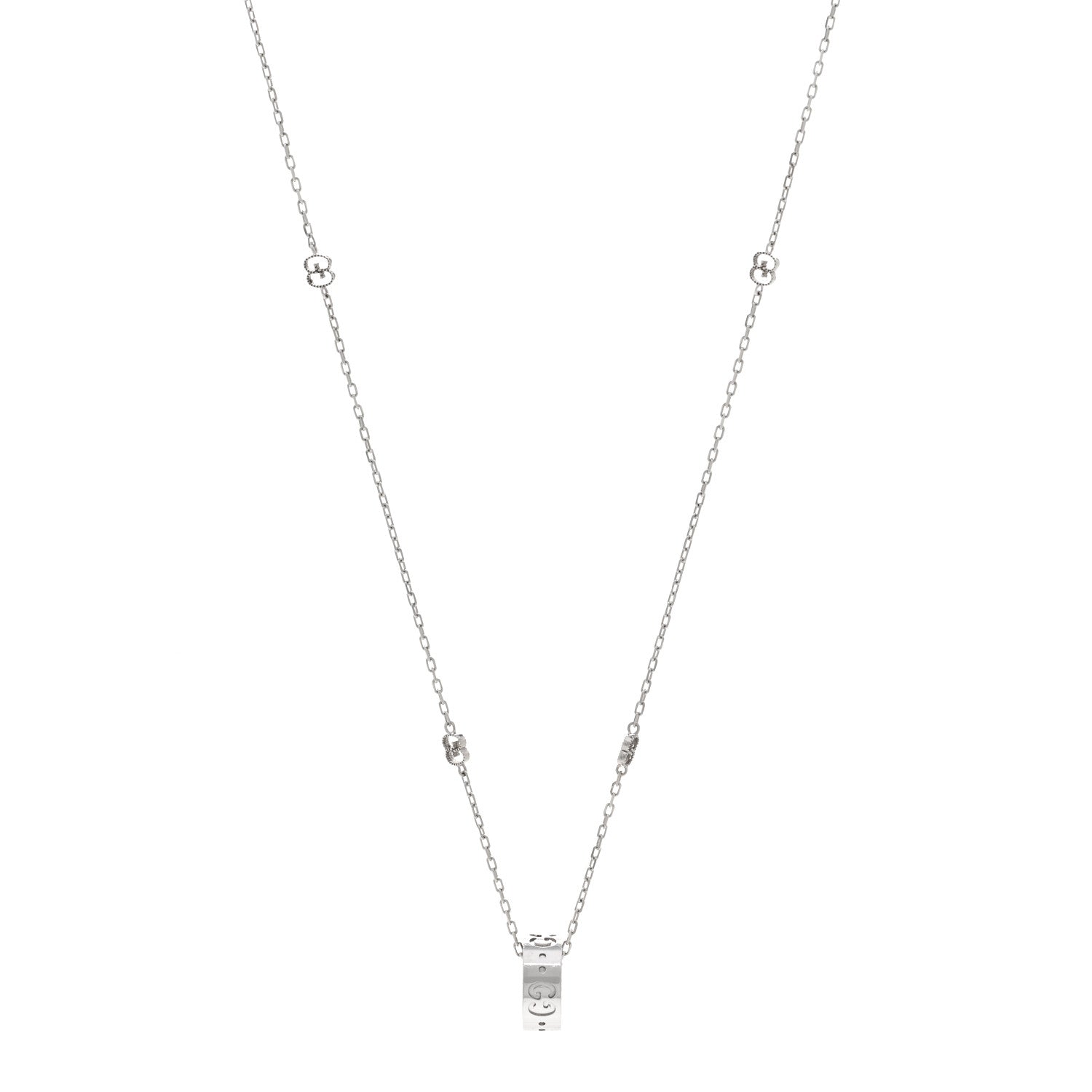 Gucci 18K White Gold Icon Heart Pendant Necklace 1 of 5