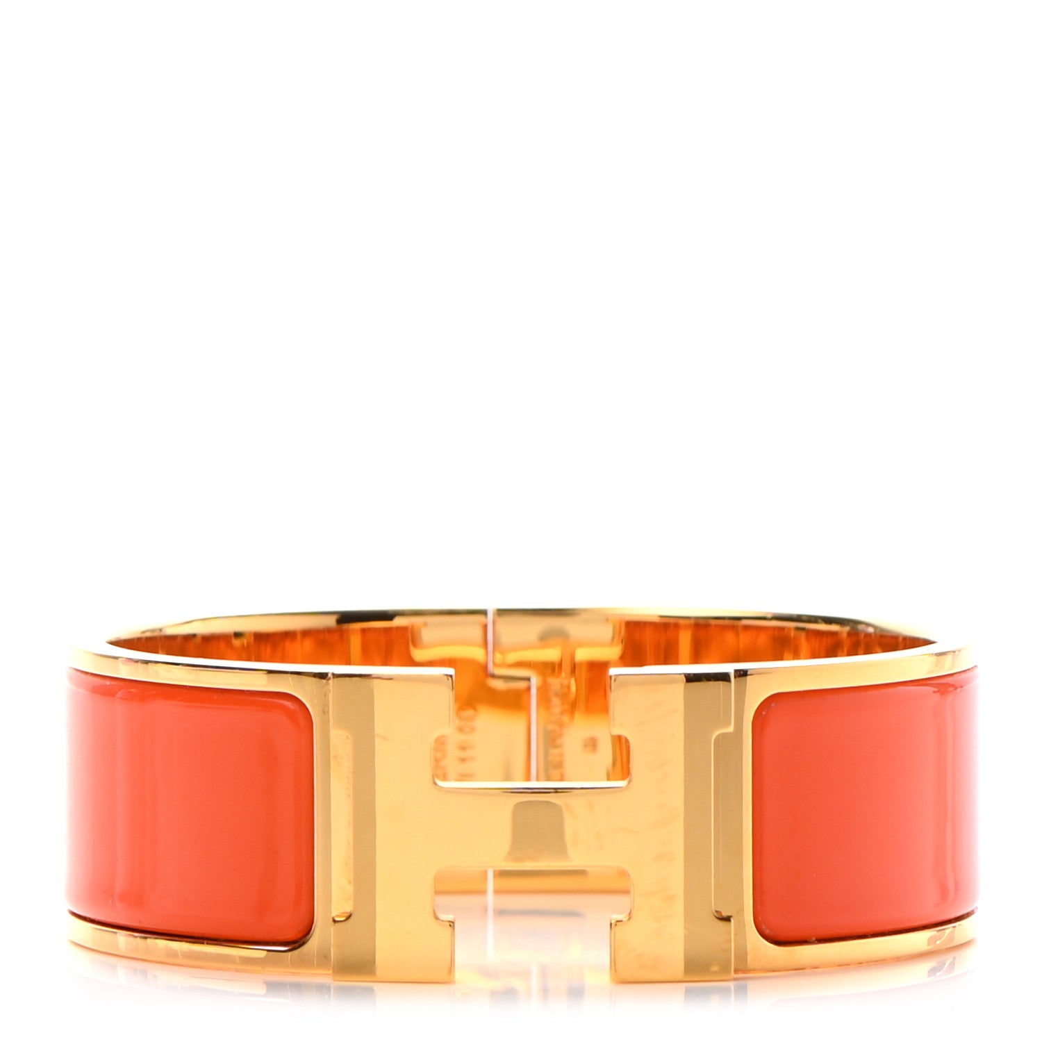 Hermes Enamel Wide Clic Clac H Bracelet PM Capucine 1 of 7