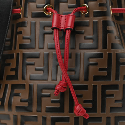 Fendi Vitello Grace F is Fendi Bi-Color FF 1974 Embossed Grande Mon Tresor Bucket Bag Maya Black Fragola 8 of 13