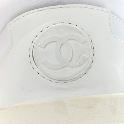 Chanel Calfskin Mesh Lycra Womens Logo Sneakers 39.5 White 14 of 16