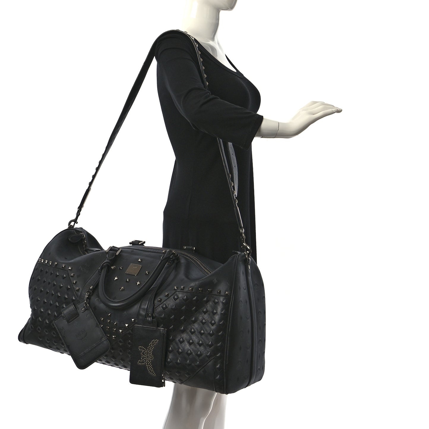 Visetos Medium Stud Traveler Weekender Duffle Bag Black