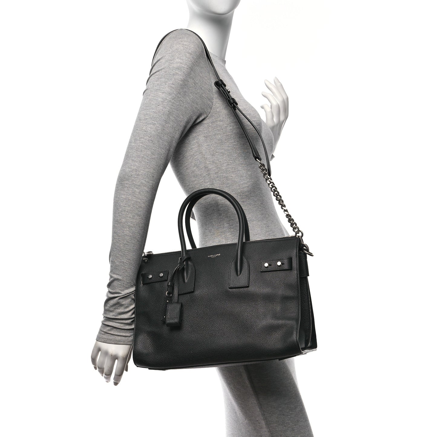 Grained Calfskin Small Supple Sac De Jour Duffle Black