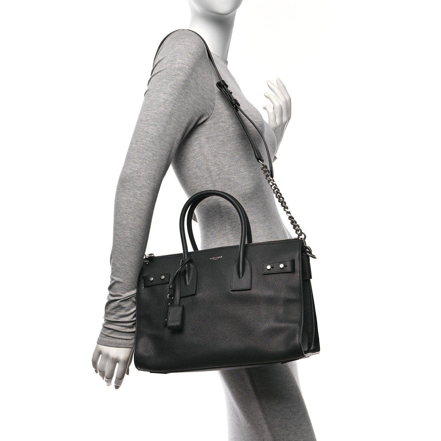 Saint Laurent Grained Calfskin Small Supple Sac De Jour Duffle Black 2 of 10