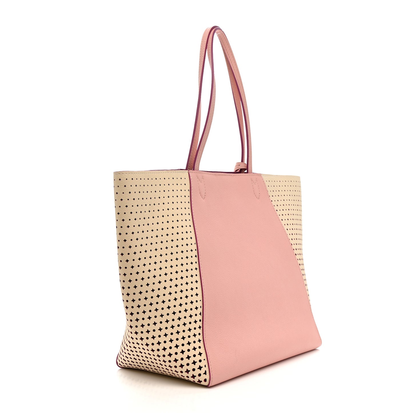 Calfskin Perforated Lockme Cabas Rose Poudre Creme