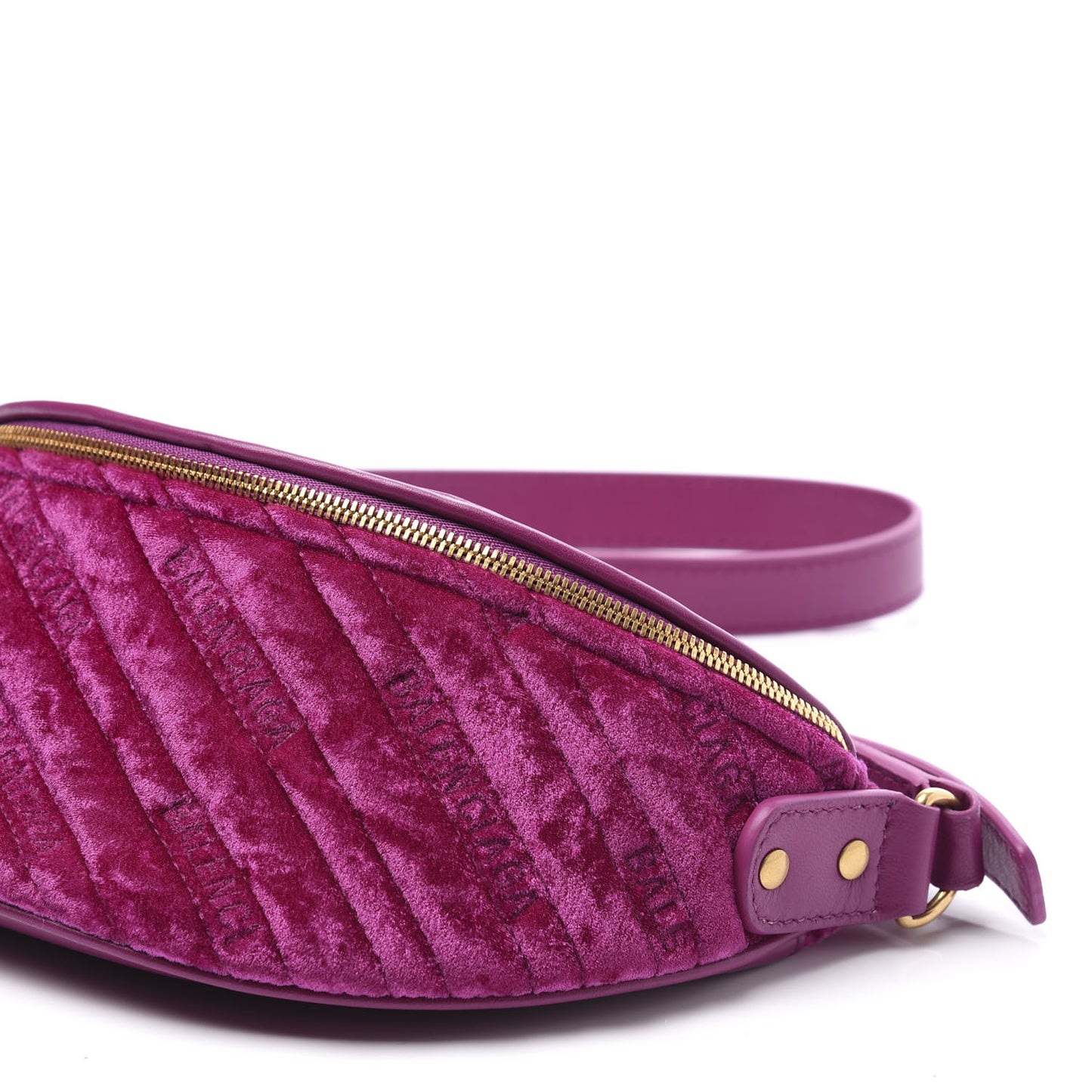 Crushed Velvet Logo Matelasse XXS Souvenir Belt Bag Fuchsia